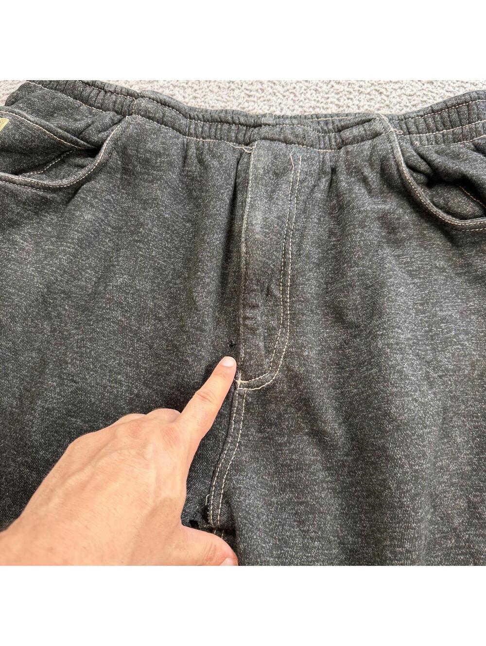 Y2K Hard Knock Denim Embroidered Baggy Cargo Sweatpants Black Wide Leg Carpenter - Picture 9 of 12